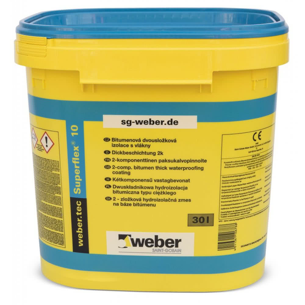 weber.tec Superflex 10 - Elastyczna, modyfikowana polimerami, grubowarstwowa masa uszczelniająca (masa KMB). fot. weber weber.tec Superflex 10 - Elastyczna, modyfikowana polimerami, grubowarstwowa masa uszczelniająca (masa KMB). fot. weber