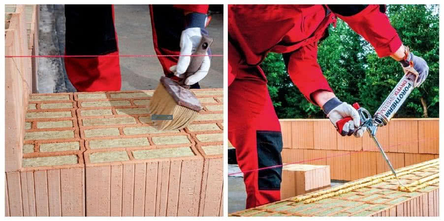 Specjalnie szlifowane pustaki ceramiczne Porotherm "muruje się" na suchą zaprawę Porotherm Dryfix. fot. Wienerberger Specjalnie szlifowane pustaki ceramiczne Porotherm "muruje się" na suchą zaprawę Porotherm Dryfix. fot. Wienerberger
